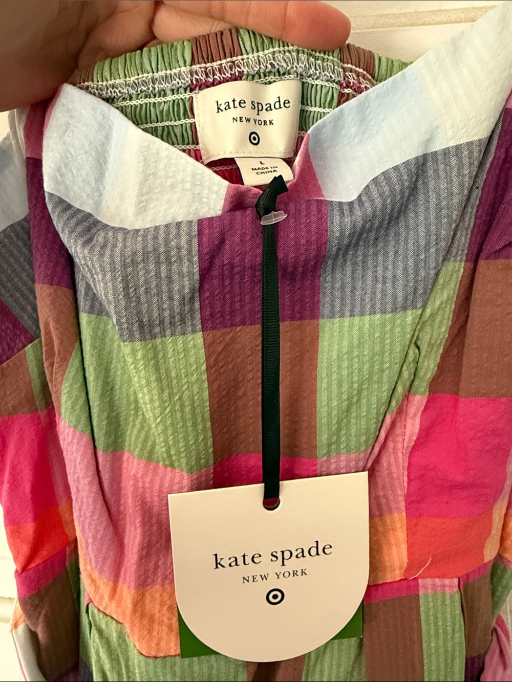 kate spade Pink, Green, Orange & Purple Plaid Spaghetti-Strap Midi Dress - Picture 2 of 2